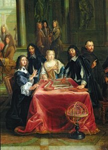 スウェーデンのクリスティーナ（1626-89）と彼女の裁判所：テーブルでの女王とルネデカルト（1596-1650）の詳細（28038を参照）